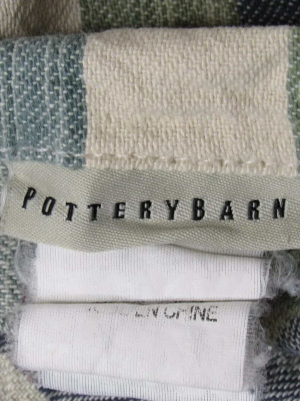 Pottery Barn Blue Green Stripe LOGAN Euro Sham Linen Blend